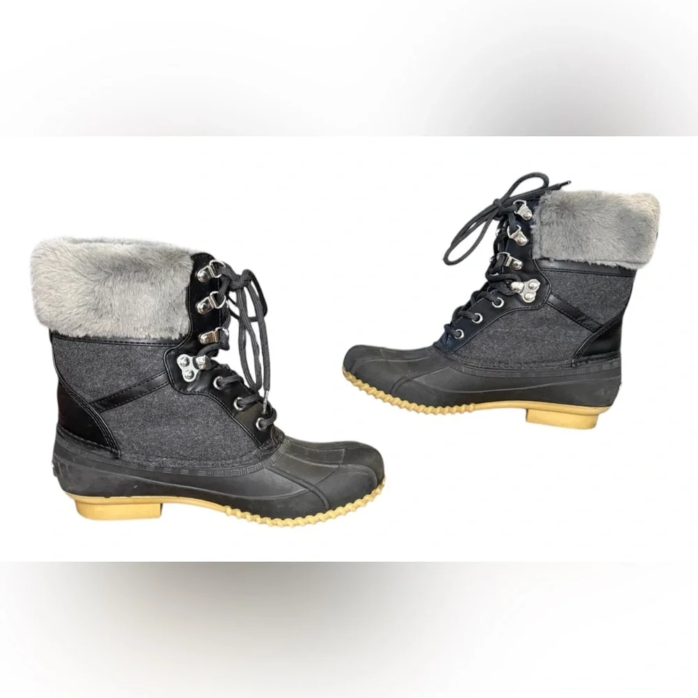 Tommy Hilfiger Rian Gray and Black Winter Boots with Faux Fur Lining Women’s 7